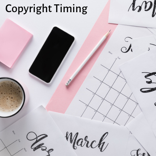 Flat lay with calendar, smartphone, cup of coffee and sticky notes isolated on white